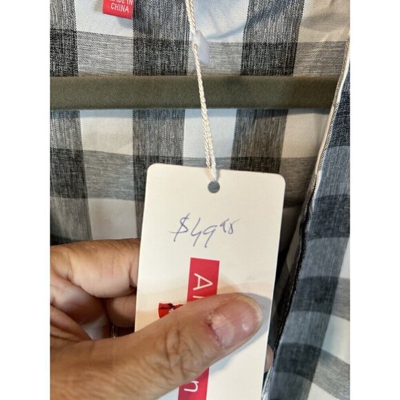 Ambition Women’s Sz Large Sexy Summer Dress NWT Lined Tie Bodice Gray White - Picture 8 of 9